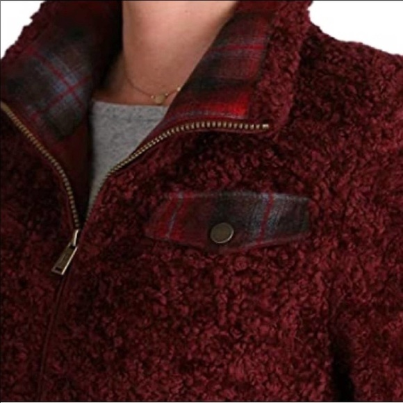 Pendleton Burgundy Fuzzy Furry Zip Jacket Medium - Picture 3 of 10